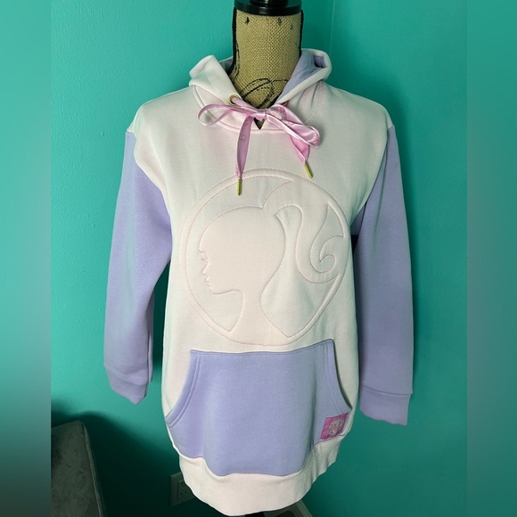 Barbie Tops - Barbie Long Sleeve Hoodie withh Barbie Imprinted On Front and Ribbon Tie